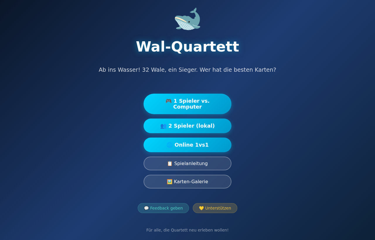 Wal-Quartett: das Kartenduell direkt im Browser